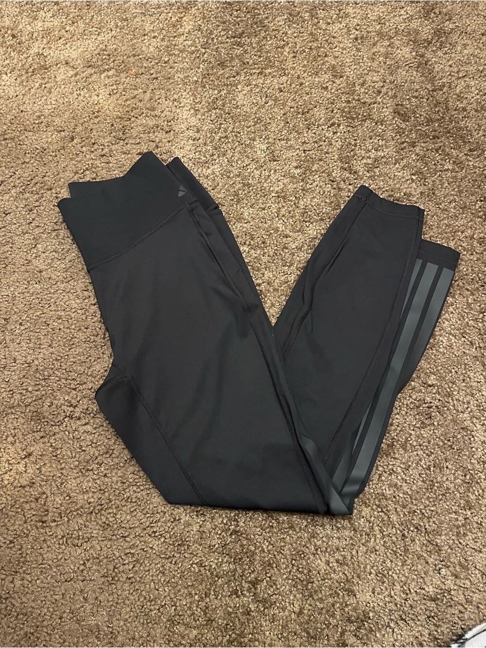 adidas Black Clima Cool Leggings with Tonal Three-Stripes